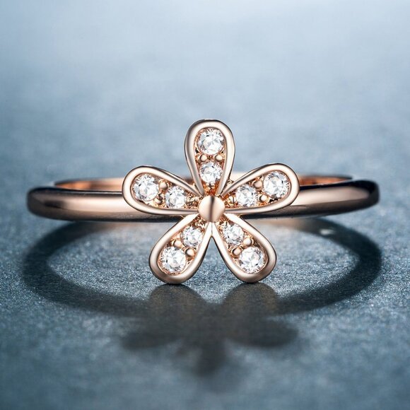 💎Hot Sweet Dainty Flower Tiny Round CZ Thin Rings for Women, INDN8083 - Picture 4 of 4